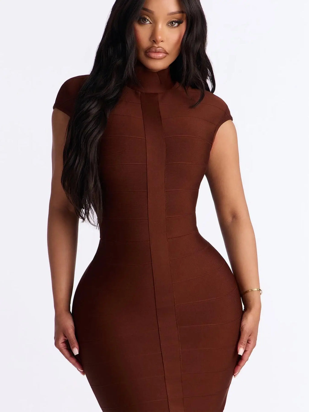SUMMER NEW WOMEN'S SOLID‑COLOR KNIT DRESS, STAND COLLAR FITTED BANDAGE DESIGN, SEXY Y2K COCKTAIL PARTY LIGHT‑LUXURY DRESS