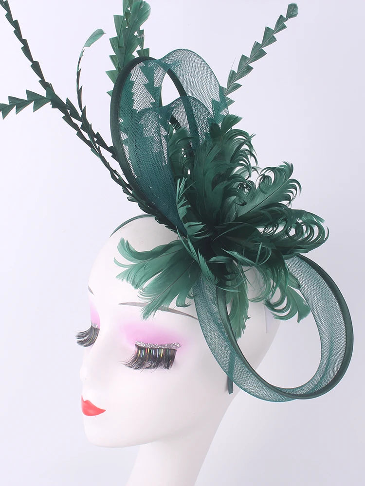 Wedding Veils Wedding Pillbox Cap Women Vintage Red White Black Fascinators Hat New Fashion Party Headpiece Feathers Hats Femme