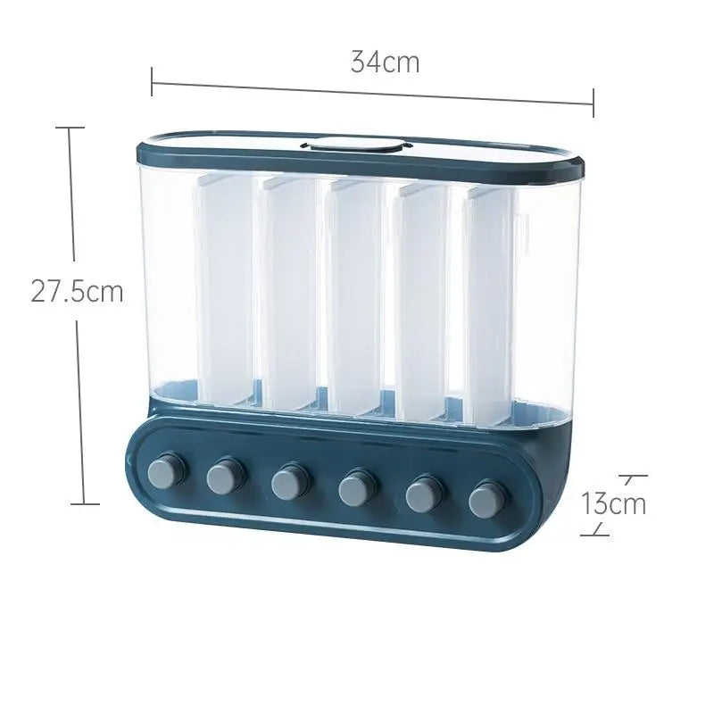 Grids Food Grains Storage Box Tank Sealed Moisture Proof Rice Buckets Wall Mounted Kitchen Bulk Classified Container