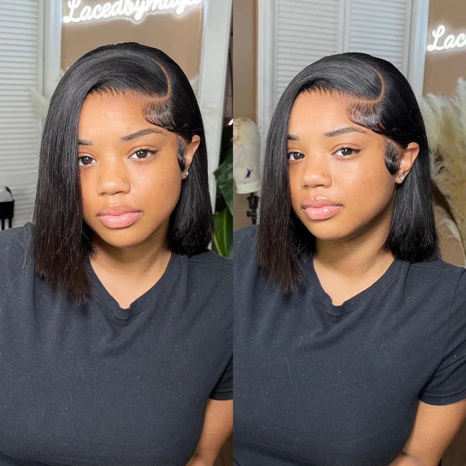 13x4 Straight Short Bob Lace Front Wig | 100% Remy Human Hair | Women