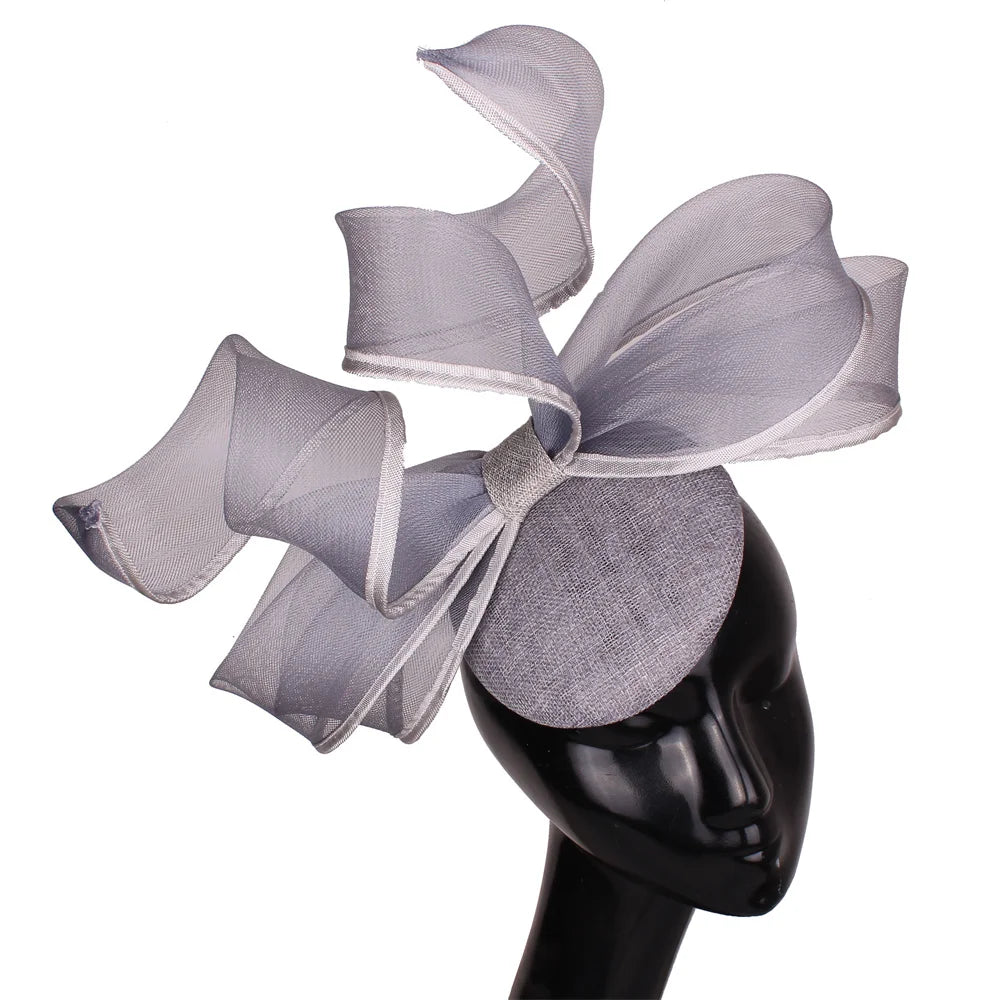 2025 New Fascinators Hat Beige Bowknot Light Blue Cocktail Fedoras Derby Accessory Headbands Lady Chuch Headpiece Headwear