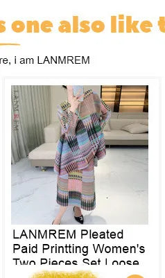 LANMREM Niche New Pleated Women's Two Pieces Set Round Collar Long Sleeve Irregular Patchwork T-shirt And Fishtail Skirt 2DB5114