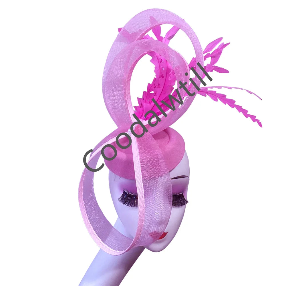 Charmant Fascinateur en maille pour femme Élégant Derby Plume Accessoires pour cheveux