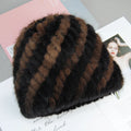 Women's Faux Fur Natural Knitted Cap Fashionable Fluffy Beanie