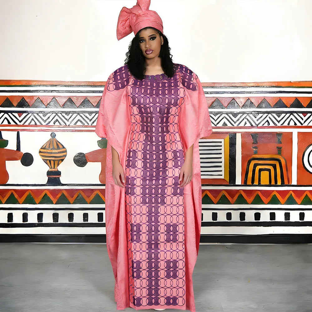 Plus Size Dashiki Ankara Dress with Headscarf | African Wedding Party Wear | Women