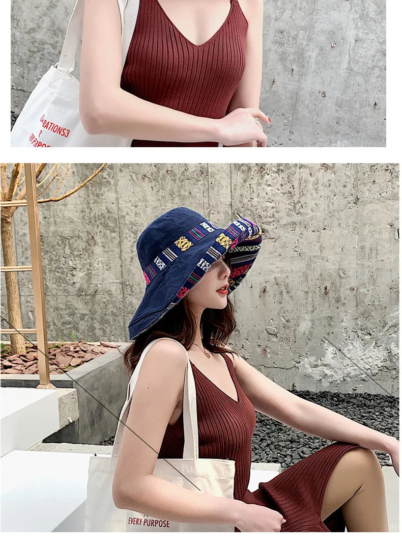 Women's Wide Brim Double-Sided Bucket Hat