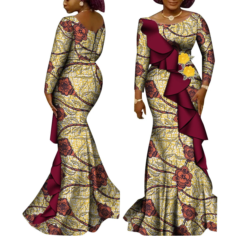 Women’s Ankara Print Long Sleeve Kanga Dress – Cotton | Dashiki Style | Wedding, Party & Occasion | XS–6XL + Custom | 22 Prints