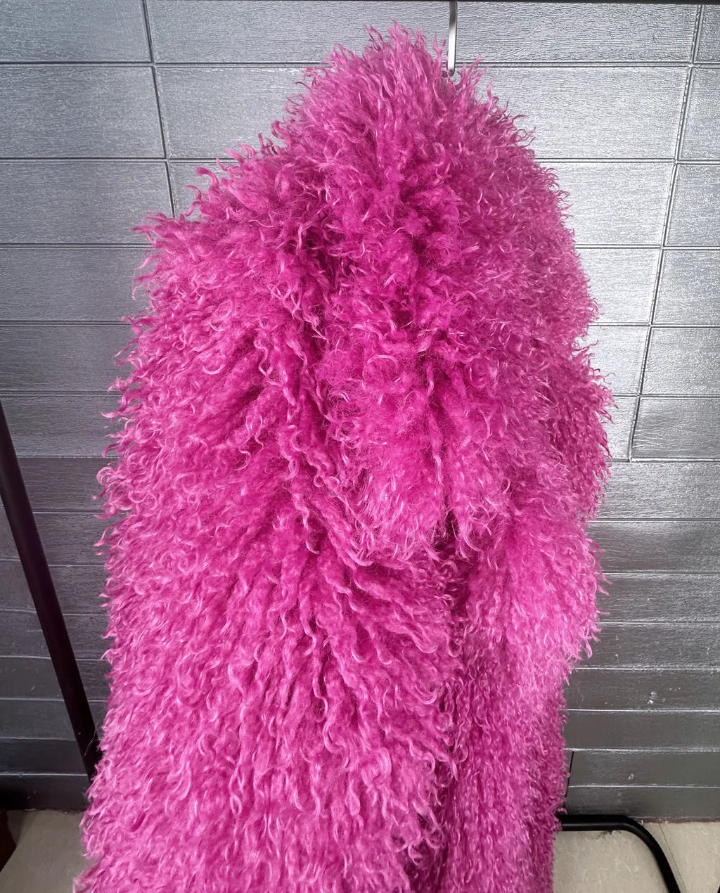 LANMREM Colorful Women's Furry Coat Rose Pink Faux Fur Coat Suit Collar Autumn Winter Thick Cardigan Long Overcoat Chic 2DB5859