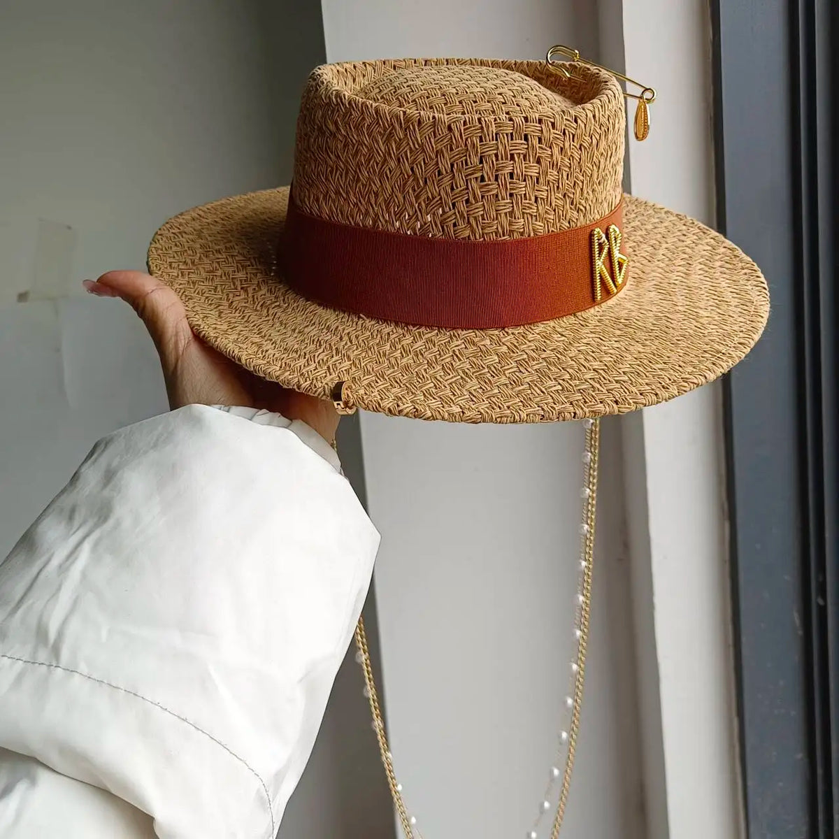 Women's Shiny Straw Sun Hat | Hepburn Style Beach Hat