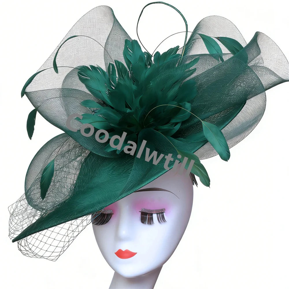 Voiles pour femmes Chapeau bibi à plumes Chapeau fascinateur pour femmes élégantes Église Derby Grande coiffe Chapeau de course pour femmes Chapeau de fête