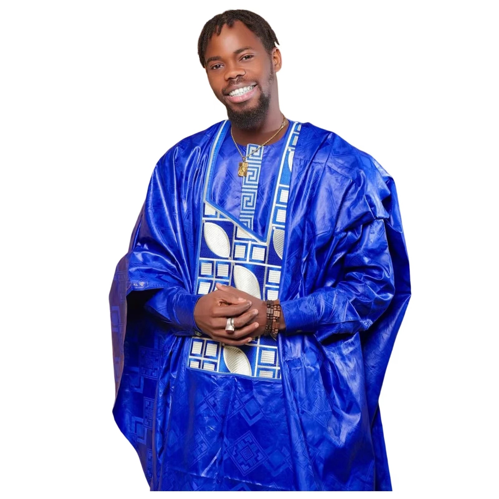Men's Bazin Riche Embroidery African Top | Long Sleeve Dashiki | L–5XL