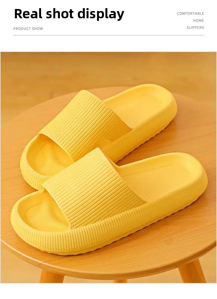 EVA Thick Sole 4cm Bathroom Slippers Cloud-Like Comfort Home Use Couple Height Increasing Indoor Solid Color Summer Sandals