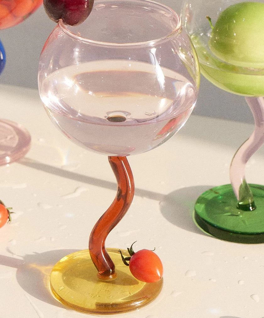 Multicoloured Twisted Glass Goblet | Champagne Cocktail Wine Cup Barwa…