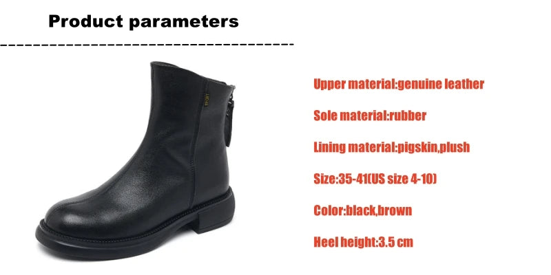 WOIZGIC Women's Genuine Leather Female Mother Ankle Boots Shoes Split Zipper Winter Fur Plush Warm Autumn Zapatos Mujer Platform