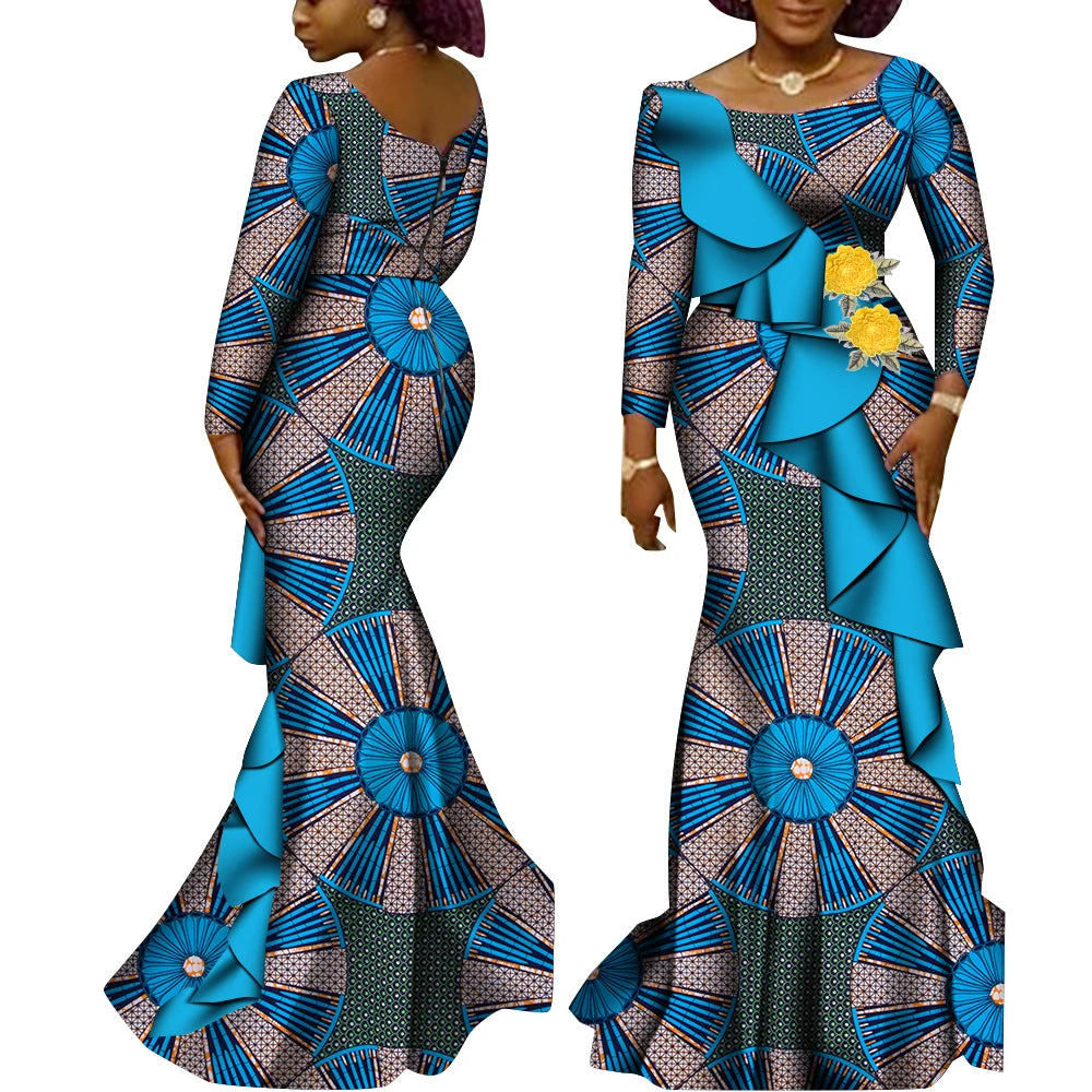 Women’s Ankara Print Long Sleeve Kanga Dress – Cotton | Dashiki Style | Wedding, Party & Occasion | XS–6XL + Custom | 22 Prints