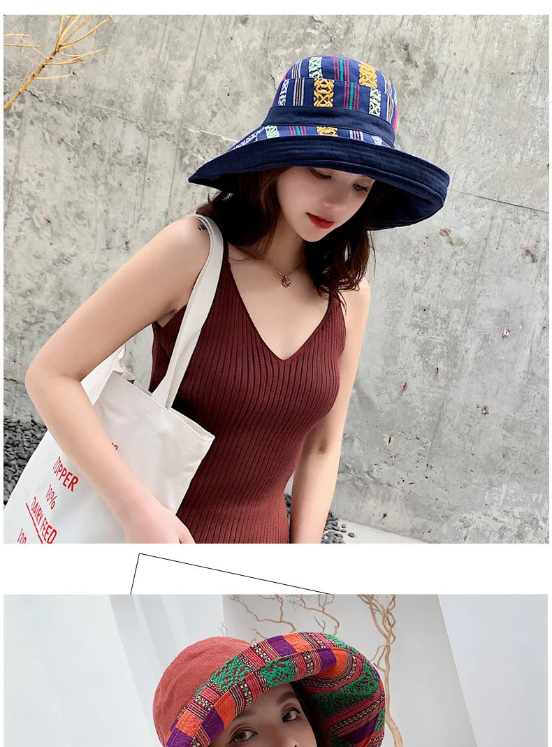 Women's Wide Brim Double-Sided Bucket Hat