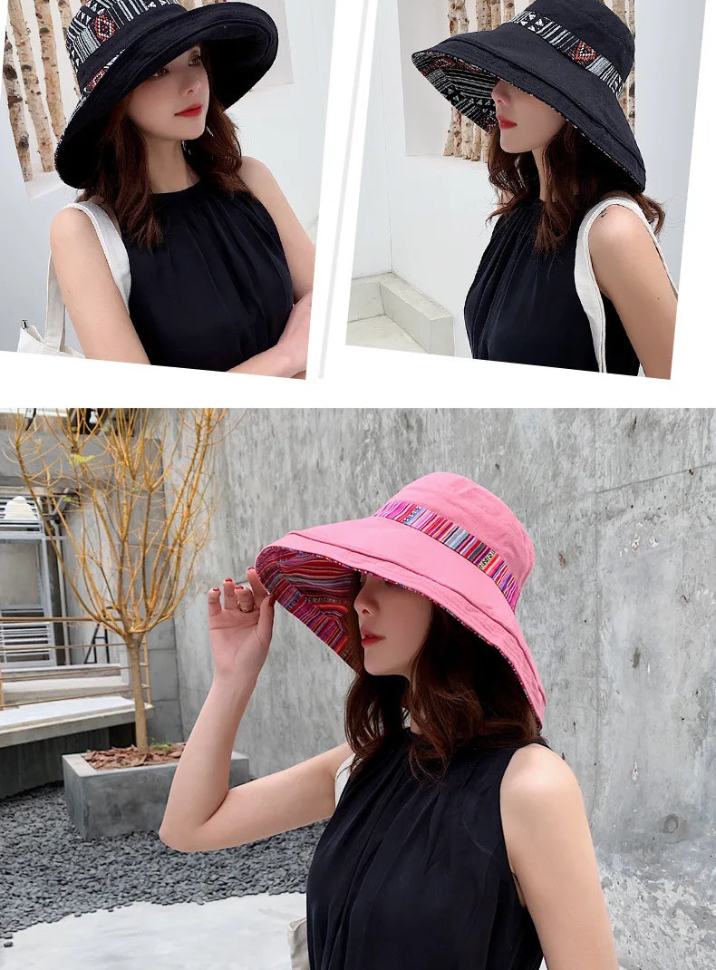 Women's Wide Brim Double-Sided Bucket Hat