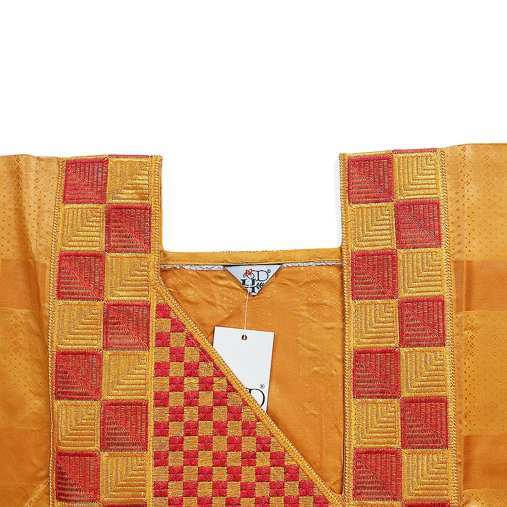 African Men's Traditional Agbada Sets 3PCS Yellow Bazin Riche Embroidery Wedding Party Couple Suits boubou