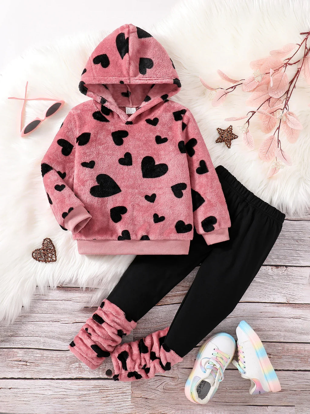 Spring and winter girls fashion home casual 2-piece micro stretch warm
