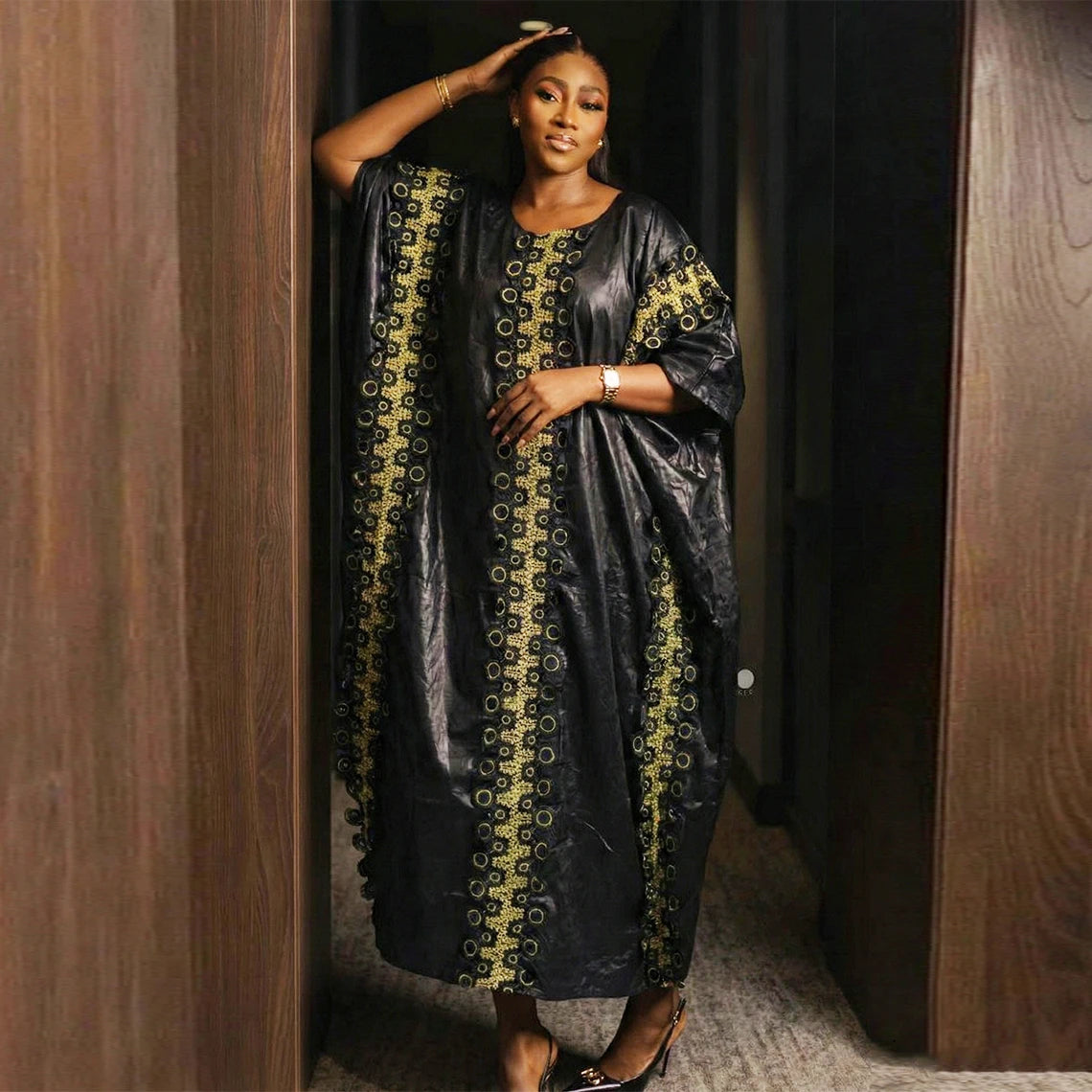 African Bazin Riche Boubou Dress — Women's Dashiki Gown for Wedding & Party