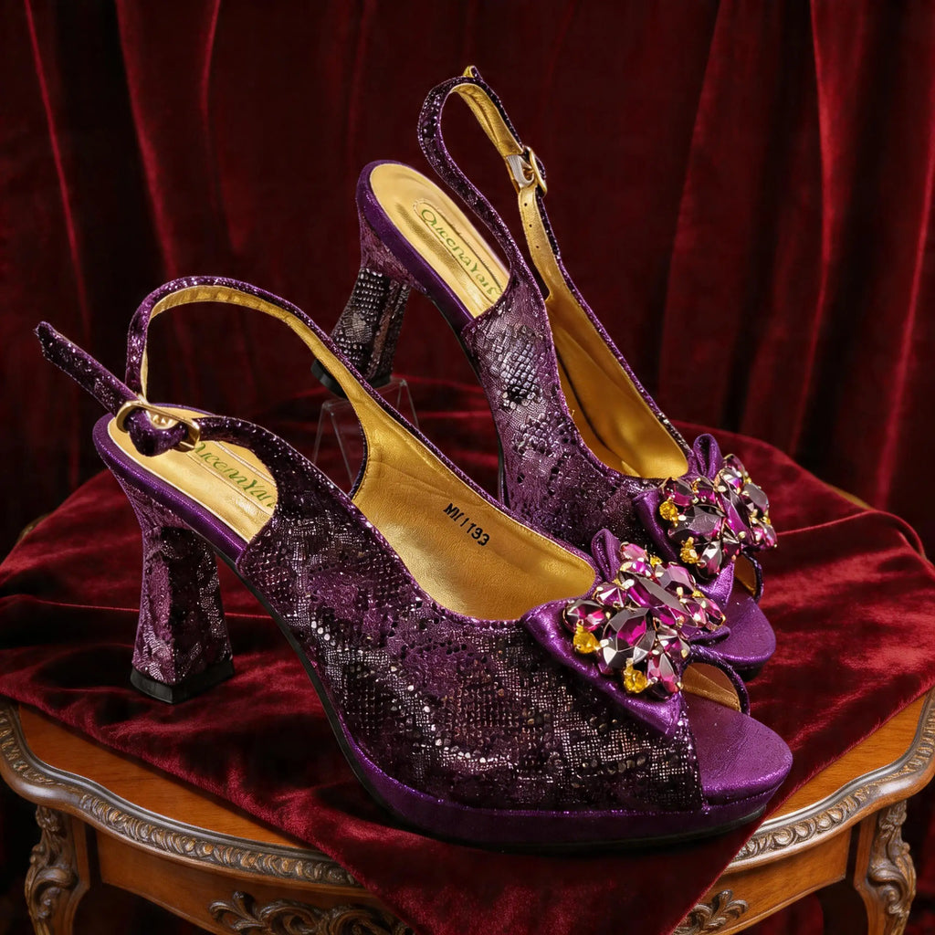New Arrive Peep Toe Heels Bigger Size for Women 2026 Elegant Party Pink Color Diamond Pumps Italian Shoes and Bags Matching Set