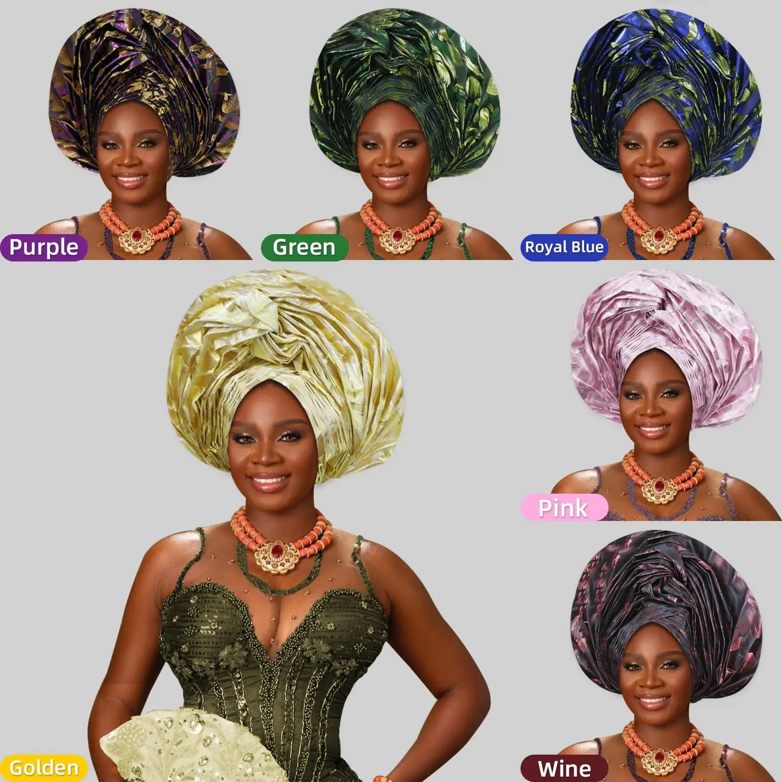 African Autogele Gele Headtie | Ready-to-Wear Women's Turban Cap for Weddings & Parties | AvantBah
