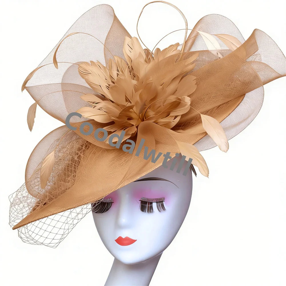 Voiles pour femmes Chapeau bibi à plumes Chapeau fascinateur pour femmes élégantes Église Derby Grande coiffe Chapeau de course pour femmes Chapeau de fête