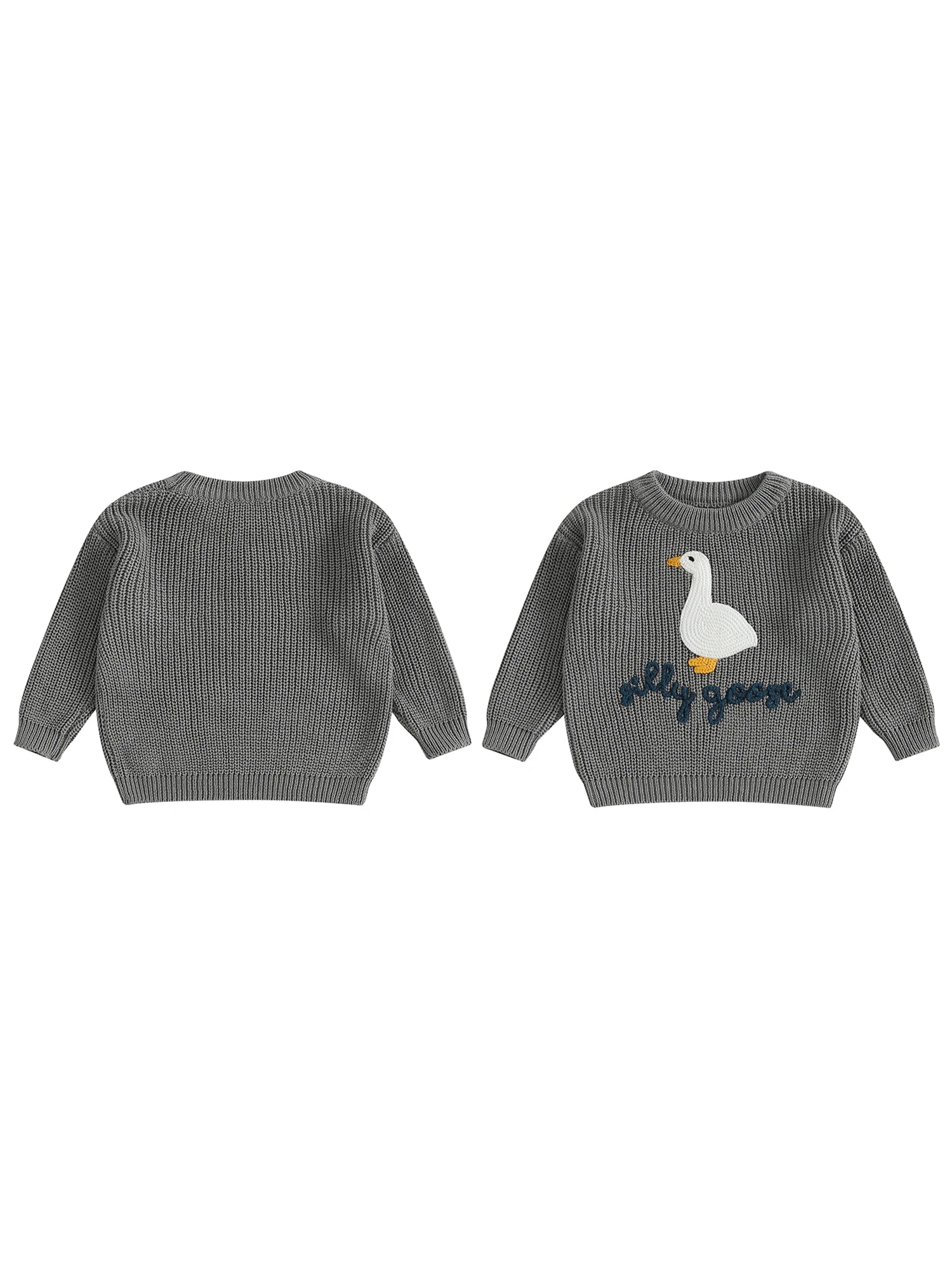 Infant Toddler Duck Sweater Cute Animal Embroidered Crewneck Long Sleeve Pullover Cozy Knit Tops for Baby Boys Girls