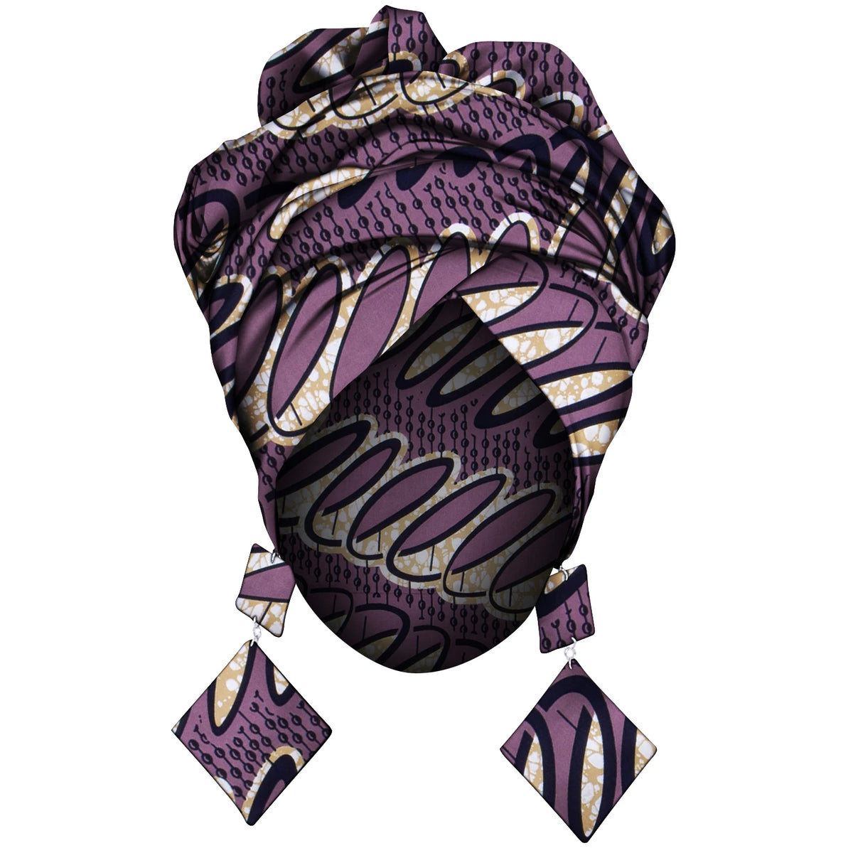 Women’s Ankara Print Head Wrap & Earring Set – Handmade | African Headscarf 60×182cm | One Size | 8 Prints