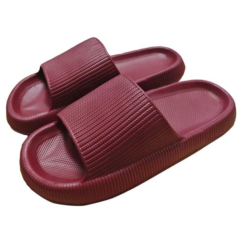 EVA Thick Sole 4cm Bathroom Slippers Cloud-Like Comfort Home Use Couple Height Increasing Indoor Solid Color Summer Sandals