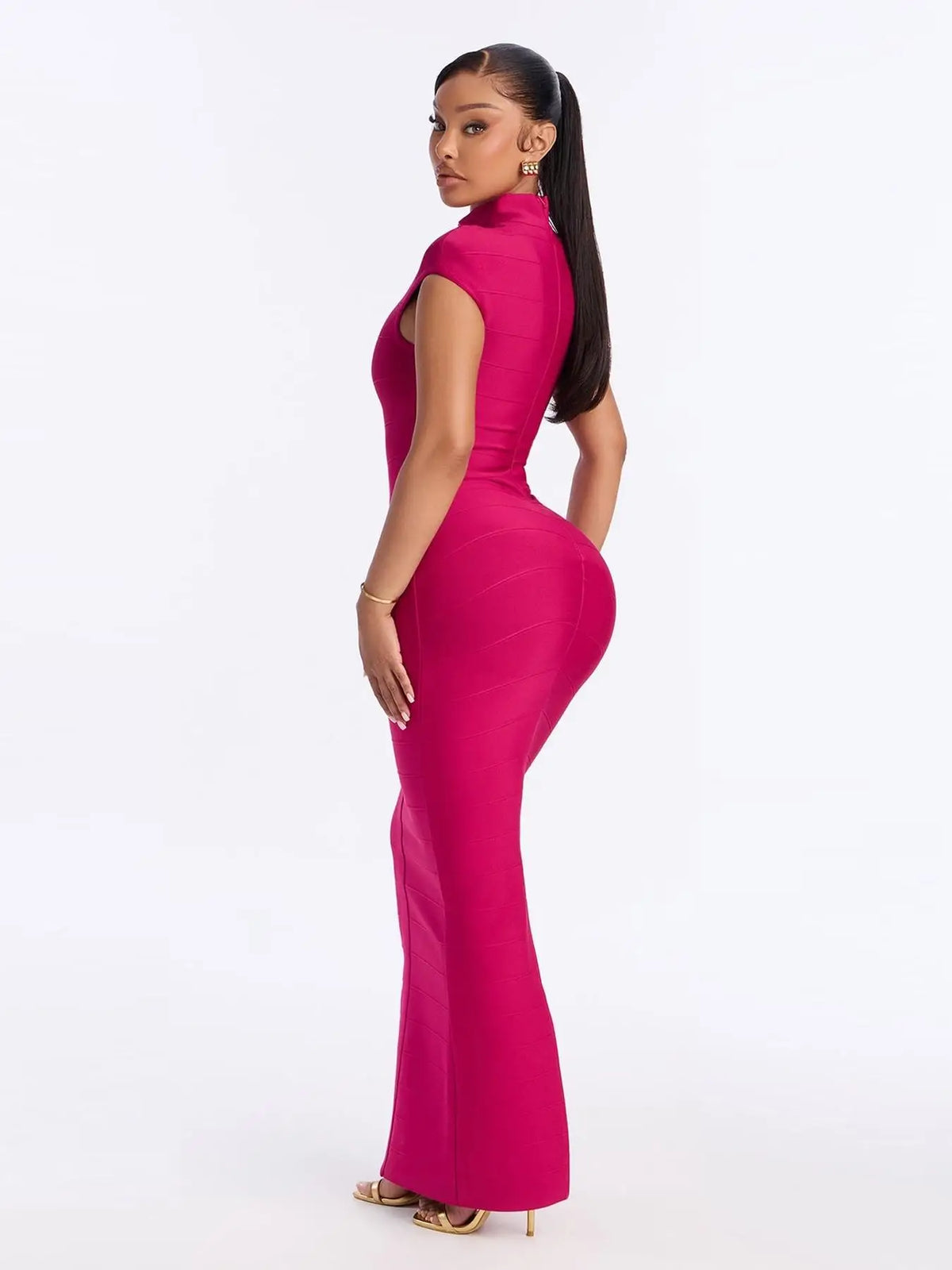 SUMMER NEW WOMEN'S SOLID‑COLOR KNIT DRESS, STAND COLLAR FITTED BANDAGE DESIGN, SEXY Y2K COCKTAIL PARTY LIGHT‑LUXURY DRESS