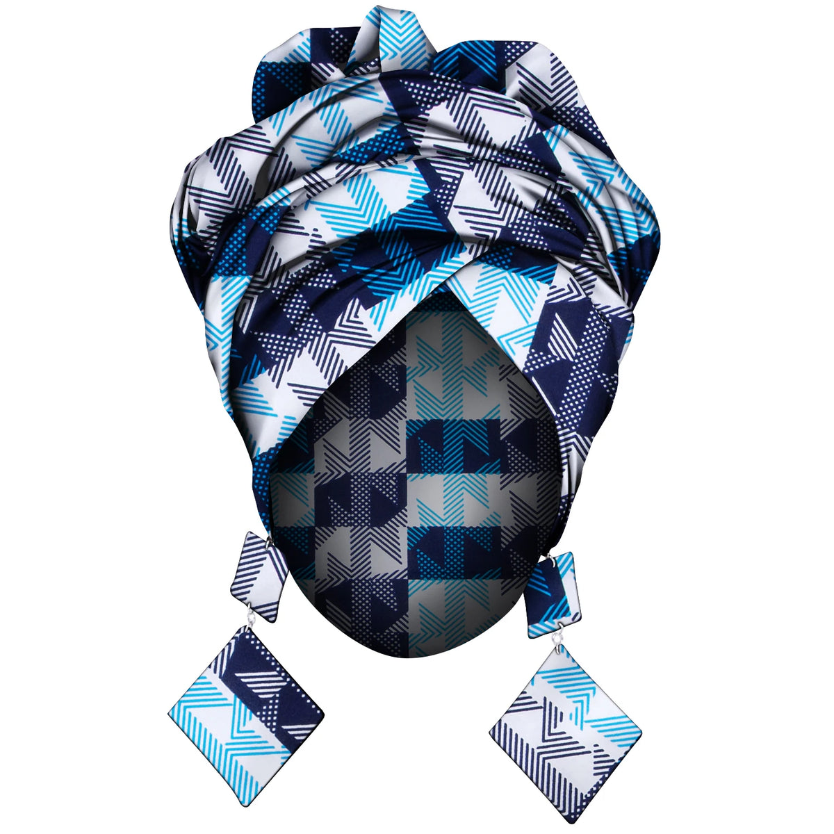 Women’s Ankara Print Head Wrap & Earring Set – Handmade | African Headscarf 60×182cm | One Size | 8 Prints