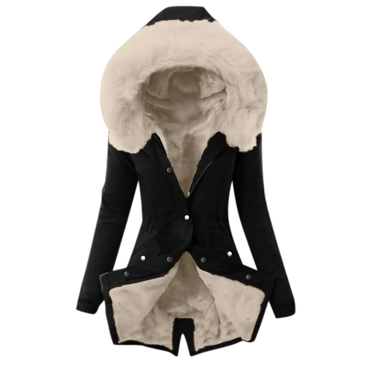 Women's Faux Fur Collar Hooded Warm Cotton Jacket