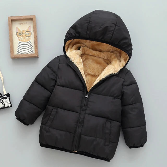 Kids’ Hooded Winter Jacket with Zip Front