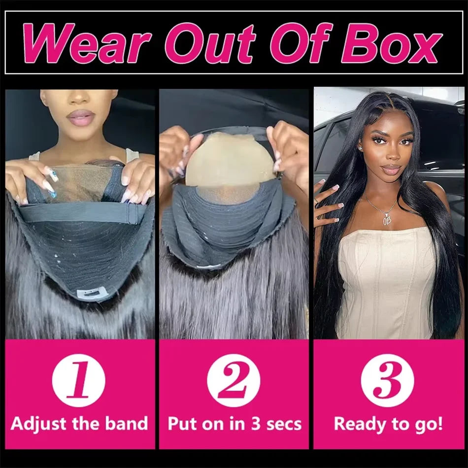 40 Inch Straight Drawstring 360 Full Lace Wig Human Hair 100% 13x6 HD Transparent Lace Frontal Wigs 5x5 Glueless Wigs For Women