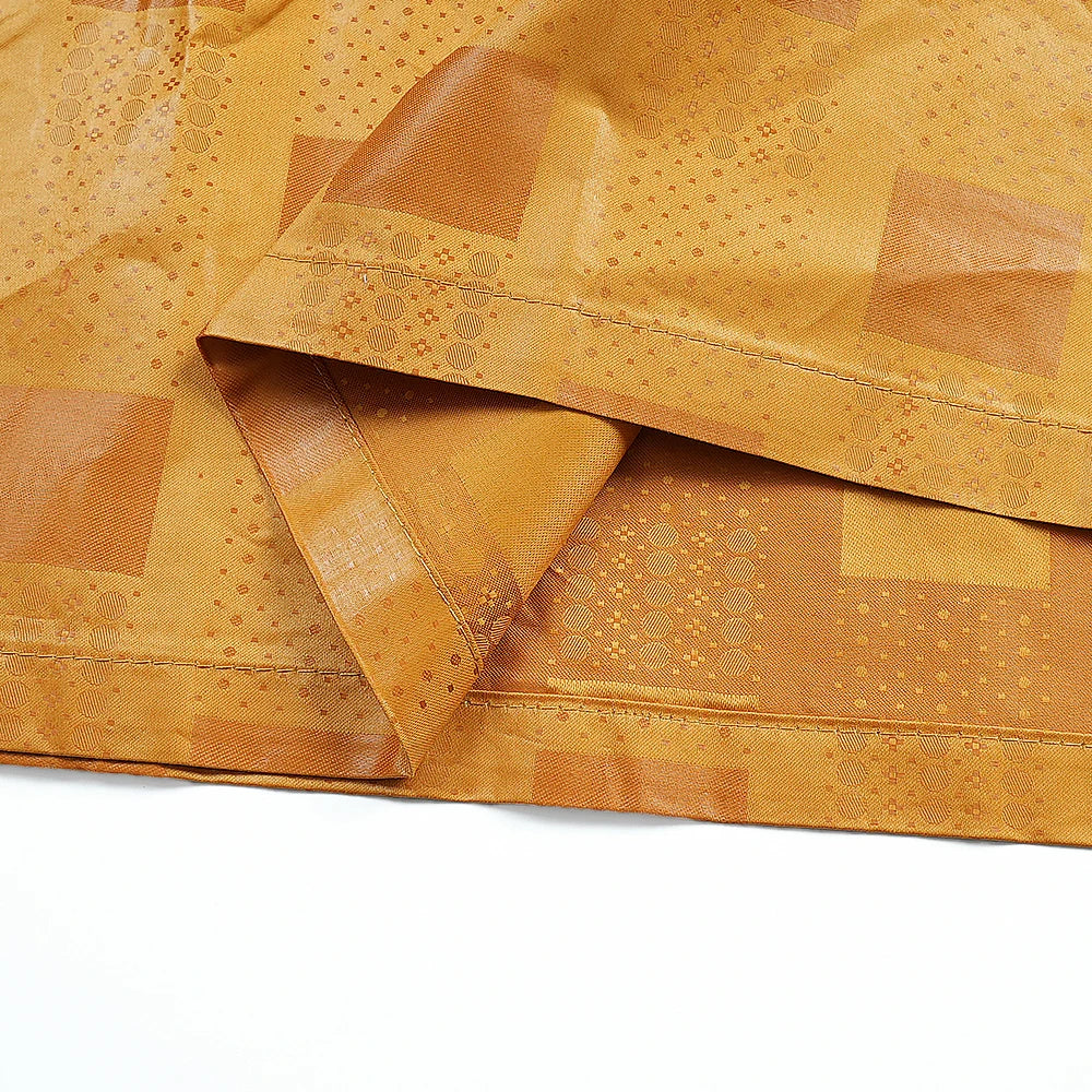 African Men's Traditional Agbada Sets 3PCS Yellow Bazin Riche Embroidery Wedding Party Couple Suits boubou