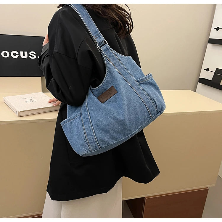 Fashion Luxury Women's Shoulder Bag Denim Fabric High Quality Women's Handbags Large Capacity Multi Functional Women‘s Tote Bag