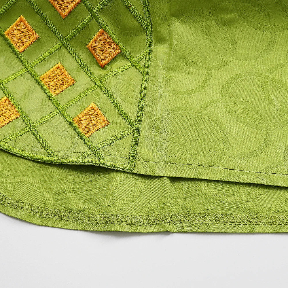 Men's Traditional Agbada 2PCS Green Bazin Riche Shirt and Pant
