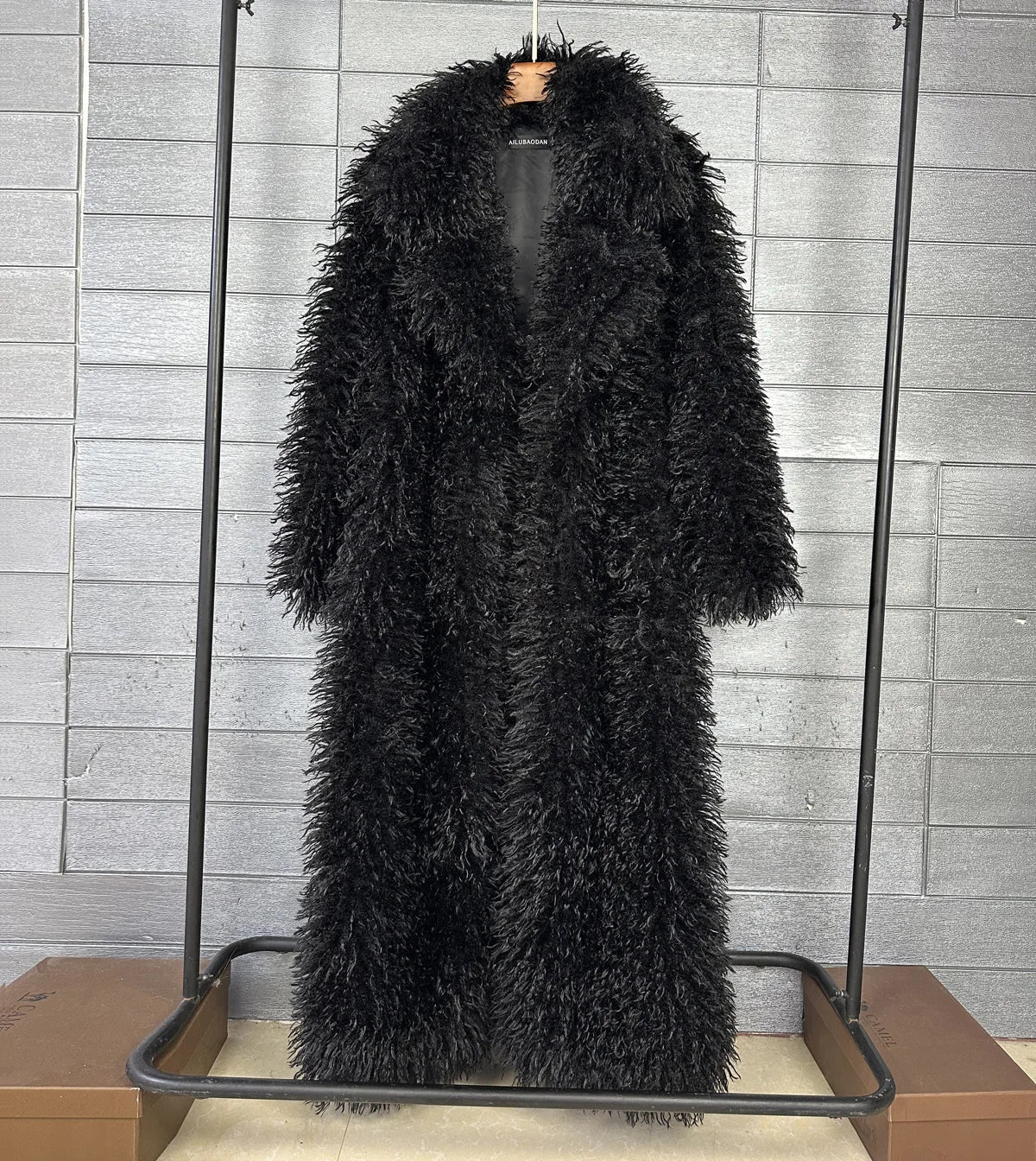LANMREM Colorful Women's Furry Coat Rose Pink Faux Fur Coat Suit Collar Autumn Winter Thick Cardigan Long Overcoat Chic 2DB5859
