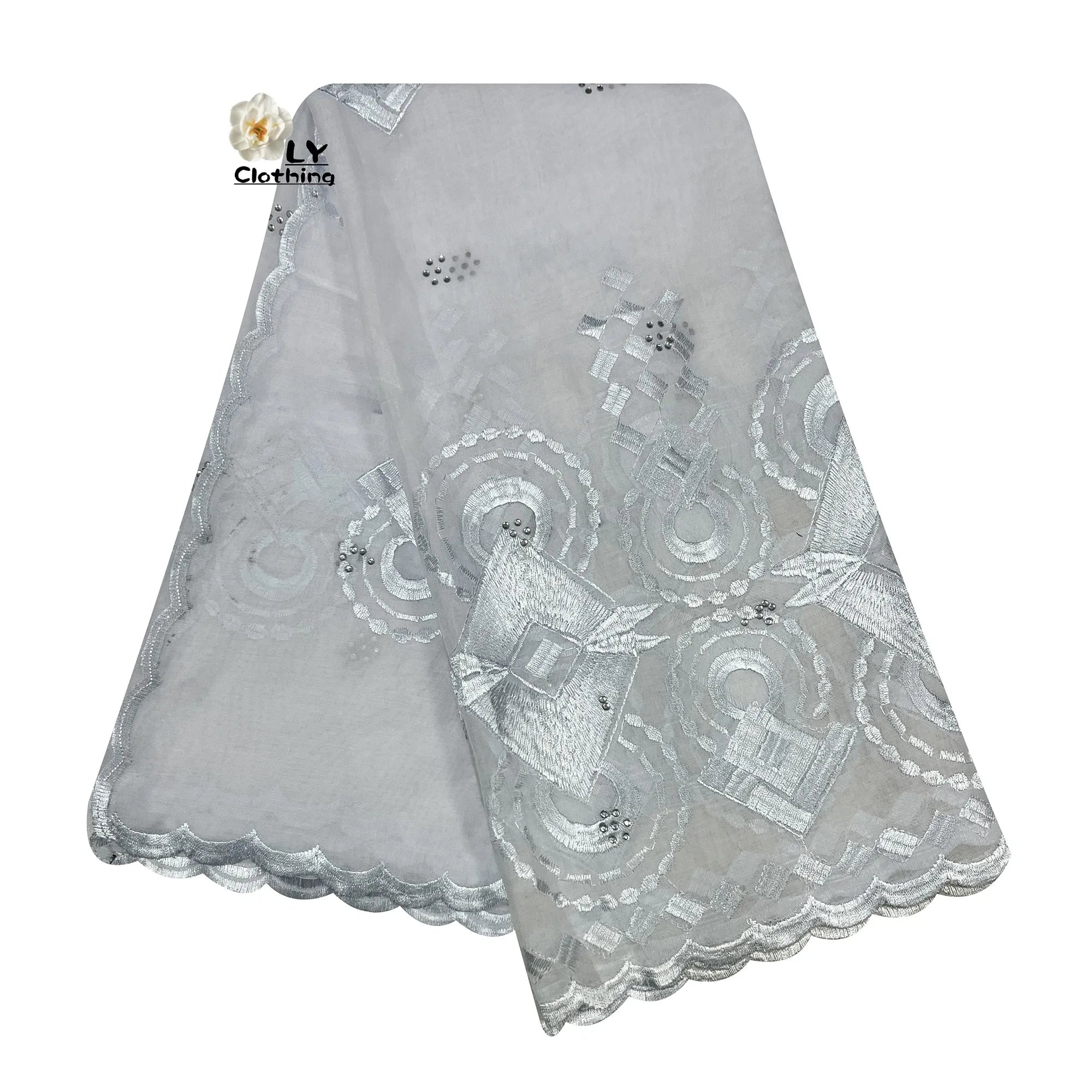 Embroidered Sequin Hijab Shawl - Premium Cotton Pashmina
