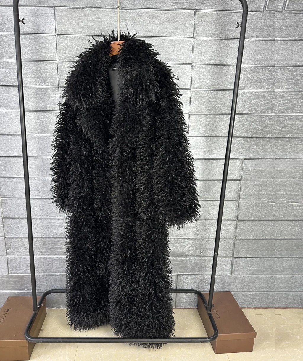 LANMREM Colorful Women's Furry Coat Rose Pink Faux Fur Coat Suit Collar Autumn Winter Thick Cardigan Long Overcoat Chic 2DB5859