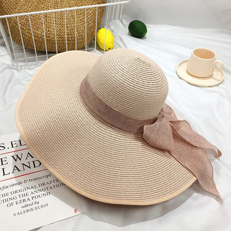 Women's Wide Brim Straw Sun Hat | Foldable Beach & Travel Hat