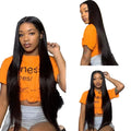 250% 360 Full Lace 13x6 HD Lace Frontal Wig for Women 13x4 Frant Silky Straight Remy Human Hair Dark Black Glueless Pre Plucked