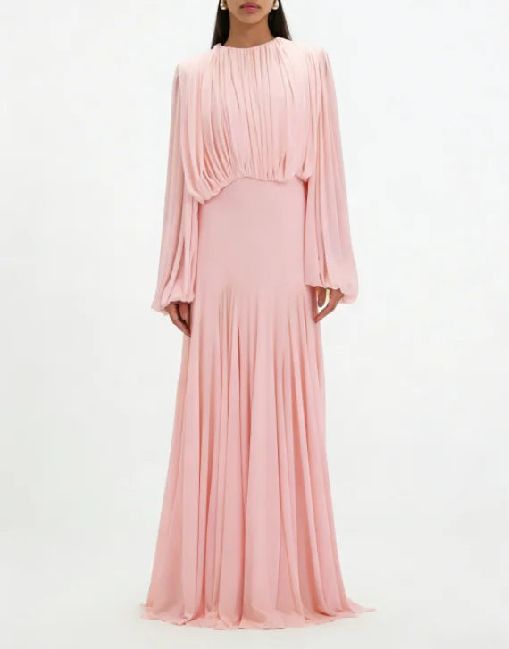 Women's Pleated High-Waist A-Line Maxi Dress