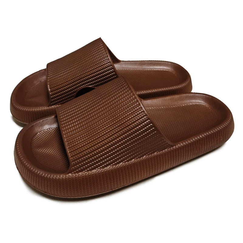 EVA Thick Sole 4cm Bathroom Slippers Cloud-Like Comfort Home Use Couple Height Increasing Indoor Solid Color Summer Sandals