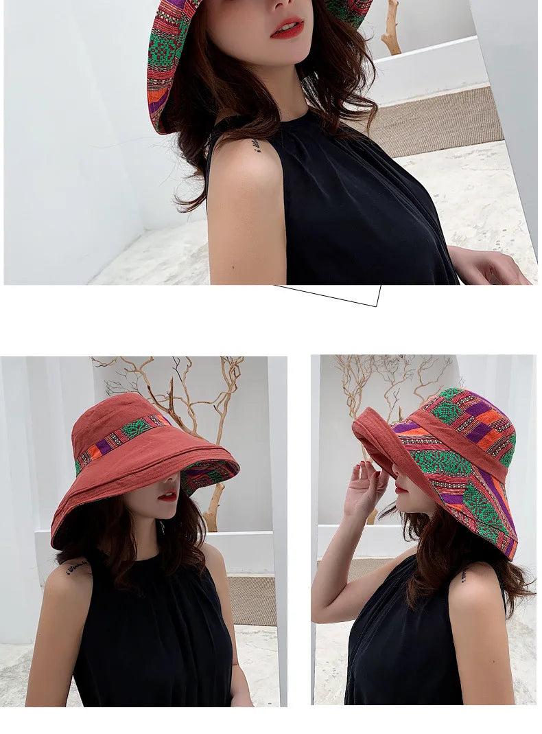Women's Wide Brim Double-Sided Bucket Hat