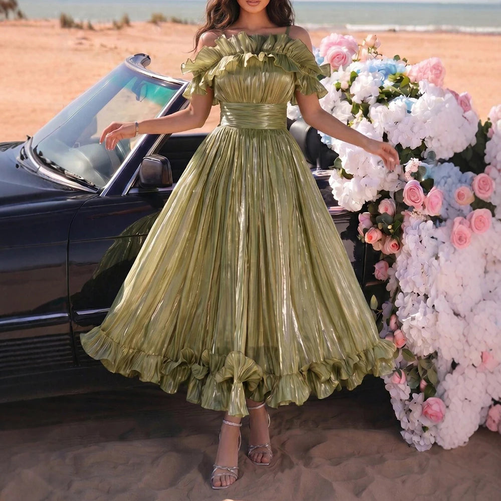 Women's Off-Shoulder Ruffle Maxi Dress