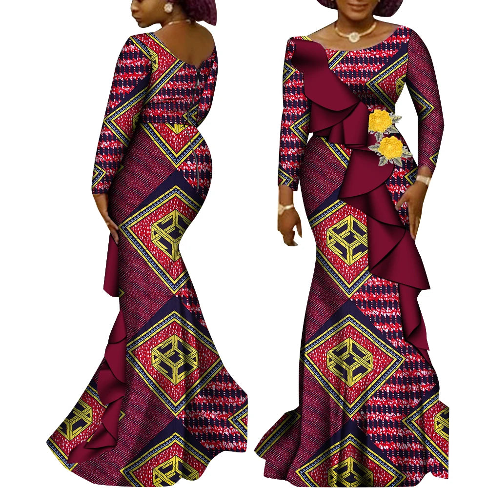 Women’s Ankara Print Long Sleeve Kanga Dress – Cotton | Dashiki Style | Wedding, Party & Occasion | XS–6XL + Custom | 22 Prints