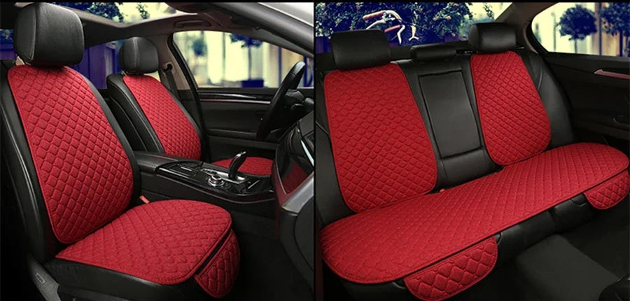 Universal Car Seat Cover Protector Linen Front Rear Back Flax Summer Cushion Pad Mat Sedan Suv Pick-up Car Interior Accessories