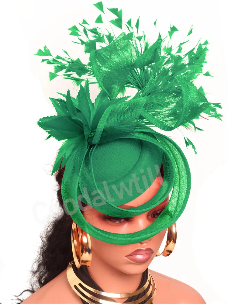 Elegant Women's Fascinator Kentucky Derbie Headwear Chapeau Cap With Feather Clips